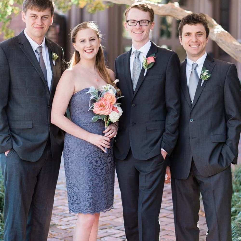 David's Bridal Pewter Bridesmaids Dress